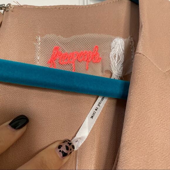 FREE PEOPLE Silky Satin Low V-neck Button Front Long Sleeve Belted Jumpsuit XS - Picture 10 of 12